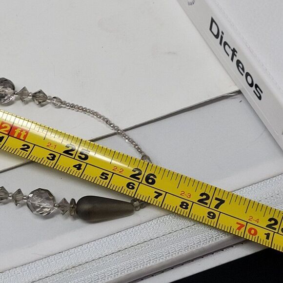 Vtg Long Flapper Necklace Silver Smoky Gray AB Beaded‎ Glass Versatile Opera - Picture 4 of 9